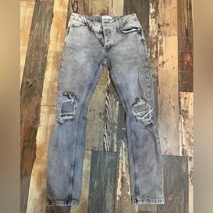 Topman Light Gray Ripped Skinny Jeans
